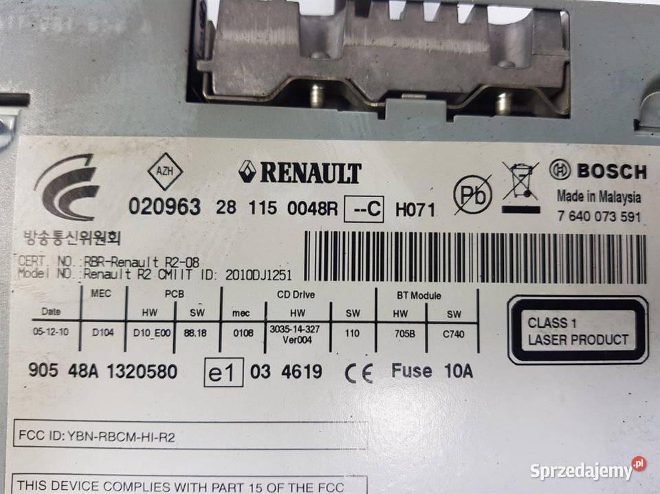 RADIO RENAULT LATITUDE 281150048R Lipno