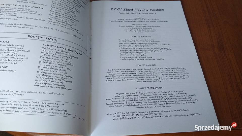 Materiały XXXV Zjazdu Fizyków Polskich Białystok pomorskie Gdańsk