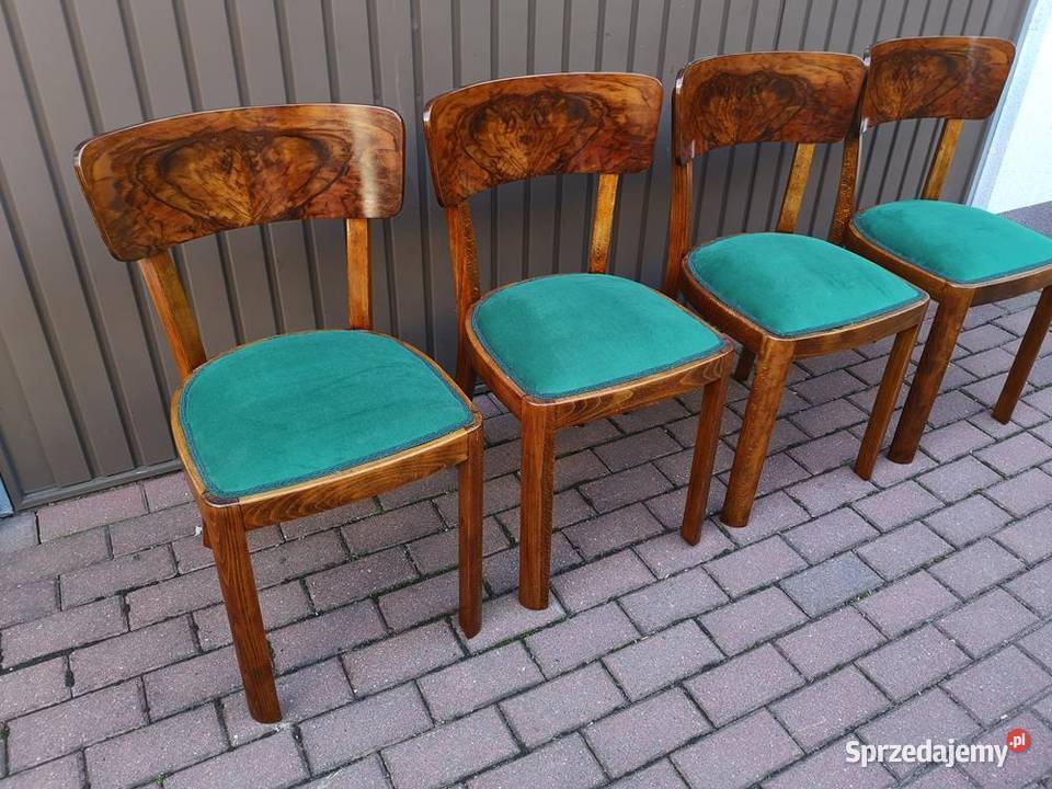 Krzesła ARTDECO Orzech Stare Antyk Komplet 4 wielkopolskie Swarzędz