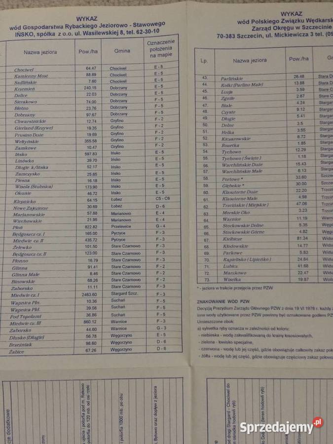 196 Plan Wód Wedkarskich Ziemia Szczecińska Szczecin sprzedam
