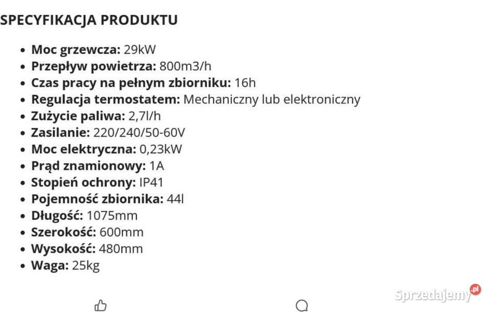 Nagrzewnica olejowa wynajem 29 KW Master warmińsko-mazurskie