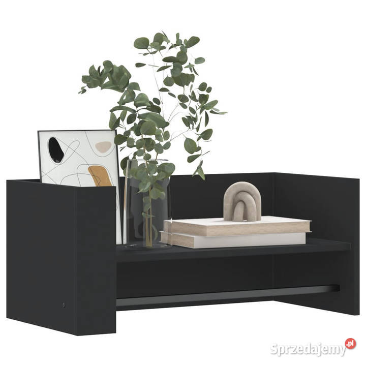 Półka ścienna czarna 705x35x305 materiał Warszawa