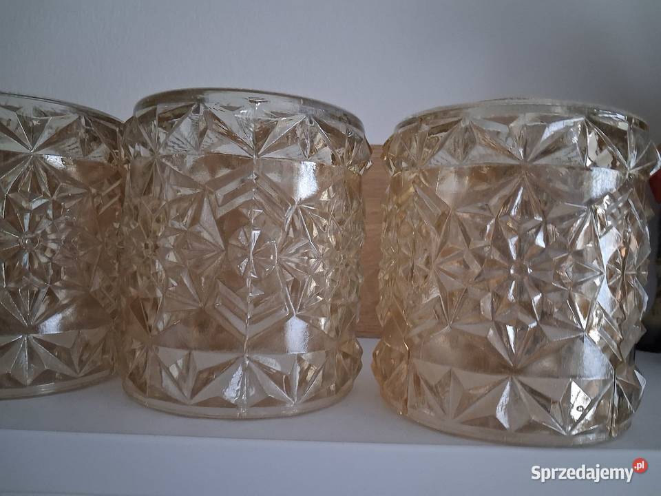 5 kloszy szklanych zdobionych PRL Oświetlenie Warszawa