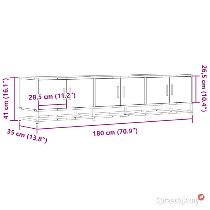 Szafka pod telewizor brązowy dąb 180x35x41 mazowieckie Warszawa