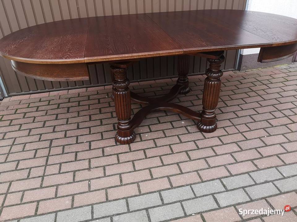 Stół Okrągły Dębowy Zjawiskowy Duży Antyk Stary