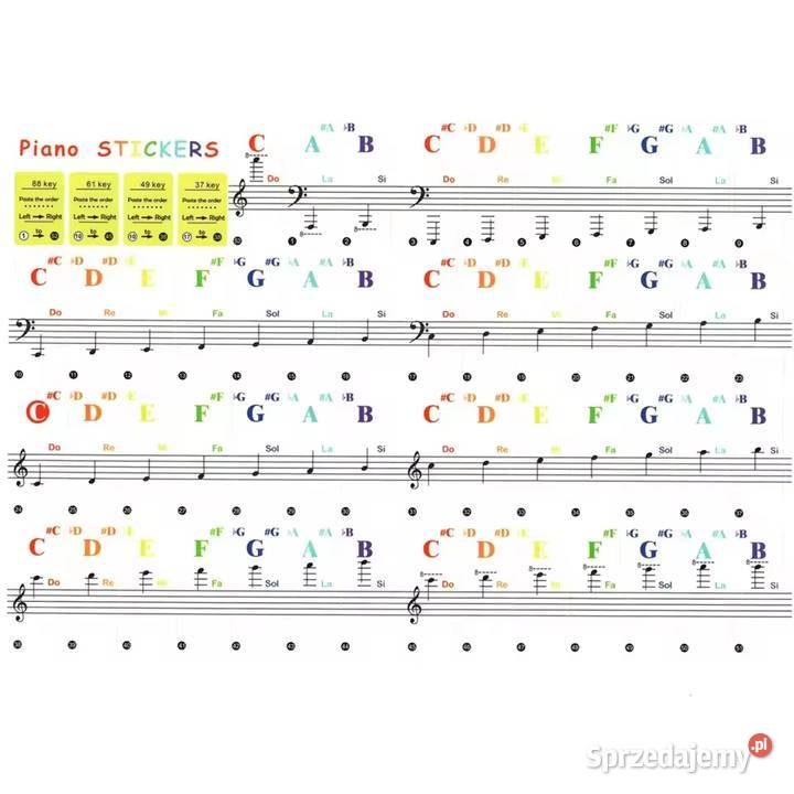 Naklejki na klawisze do nauki grania PIANINO Płock