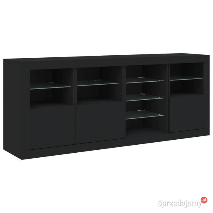 Szafka z oświetleniem LED czarna 164x37x67