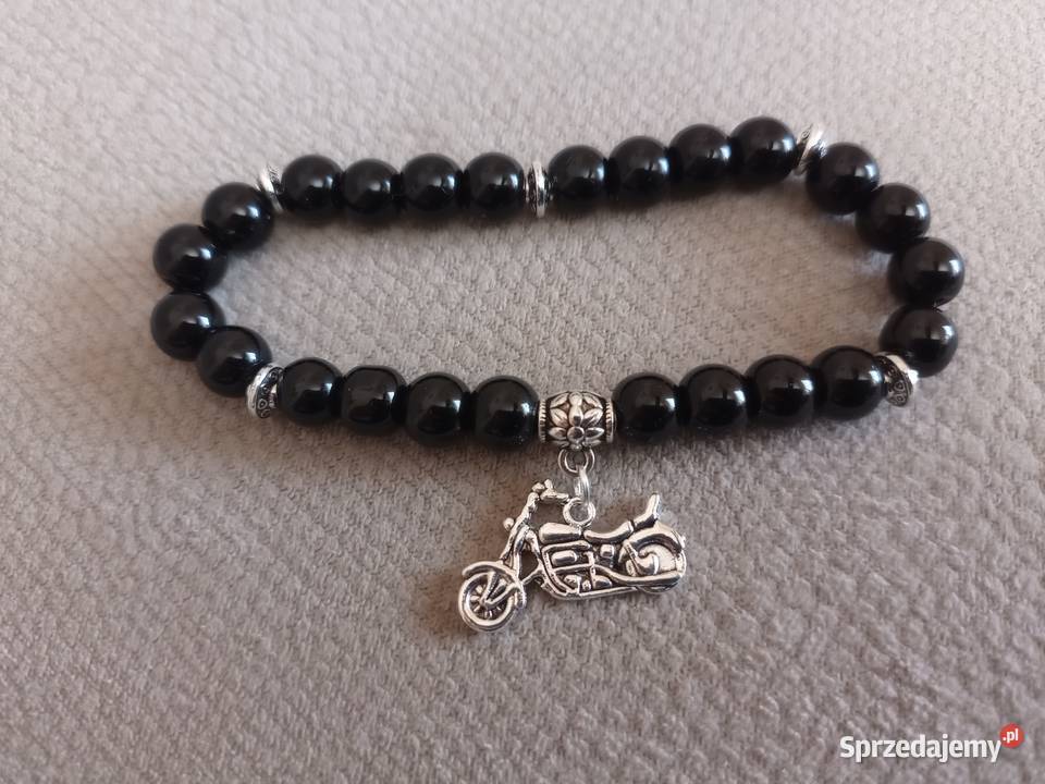 Bransoletka z koralików onyksowych z zawieszką śląskie Sosnowiec