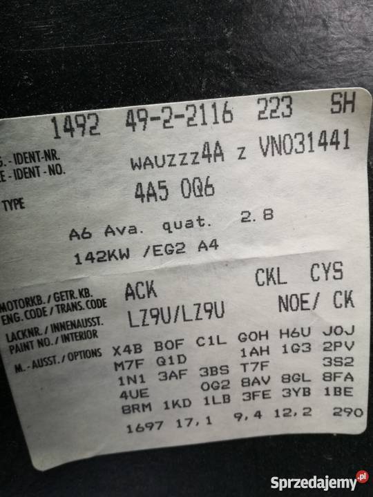 AUDI A6 C4 AVANT QUATTRO 28 ACK LPG Gdynia sprzedam