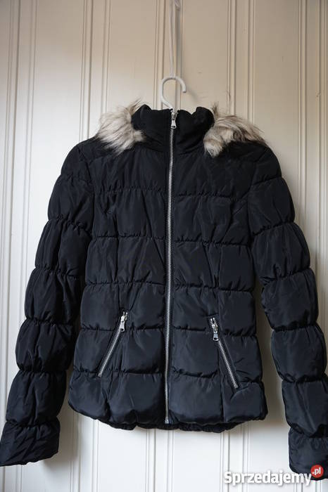 Czarna watowana kurtka hm xxs 32 xs 34 kaptur H&M Toruń
