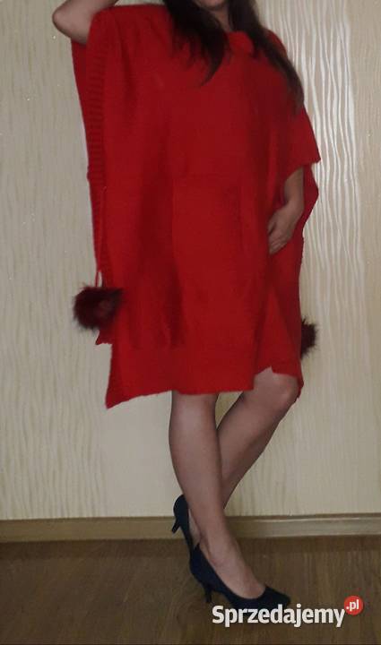 Sweter poncho narzuta z kieszeniami oversize sprzedam