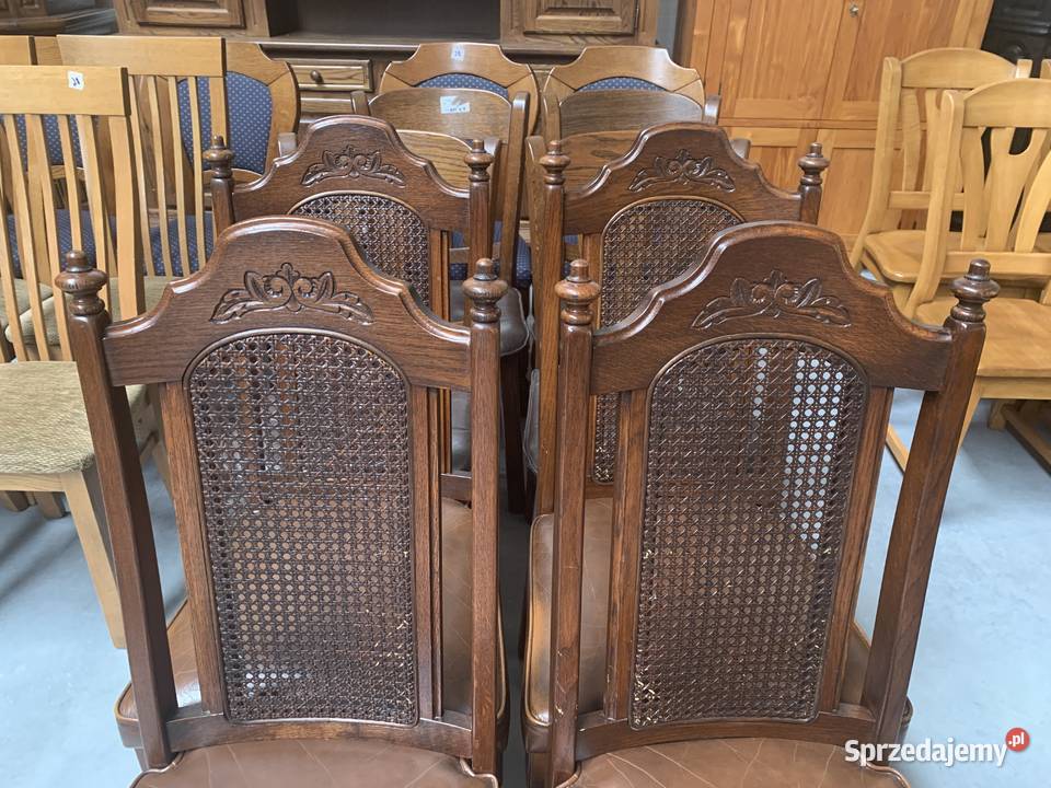 Piękne dębowe krzesła ze skórymeble holenderskie Ślesin
