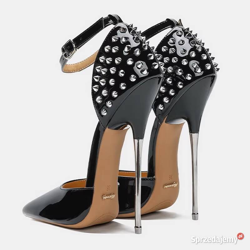 Czółenka 3 kolory ćwiekowane obcas 16 rozmiary Świdnica