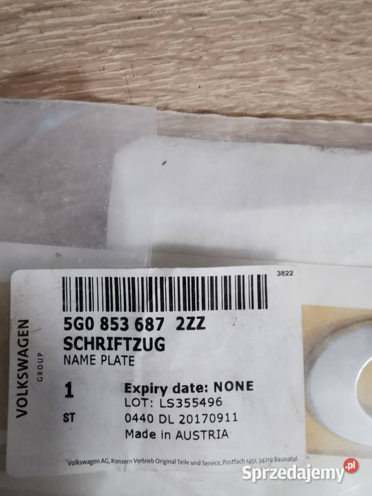 ZNACZEK EMBLEMAT NAPIS VW GOLF VII 5G0853687 pomorskie Luzino sprzedam