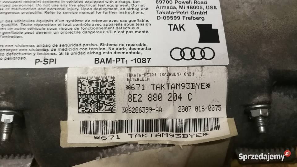 PODUSZKA POWIETRZNA PASAŻERA AUDI A4 B7 Przystajń