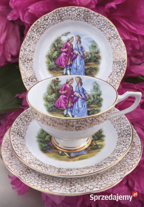 Angielska porcelana kostna ze scenkami Porcelana i szkło łódzkie Pabianice sprzedam