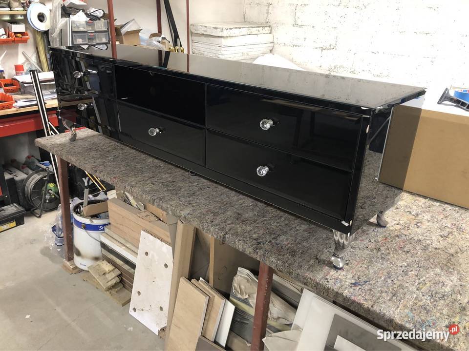 RTV czarna lustrzana ze szkła glamour nowoczesna Kępno