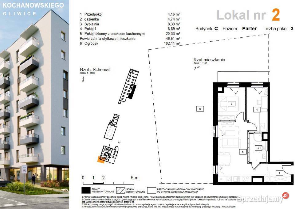 2695m2 1 do 4 pokoi os Kochanowskiego BEZ dwupoziomowe Gliwice