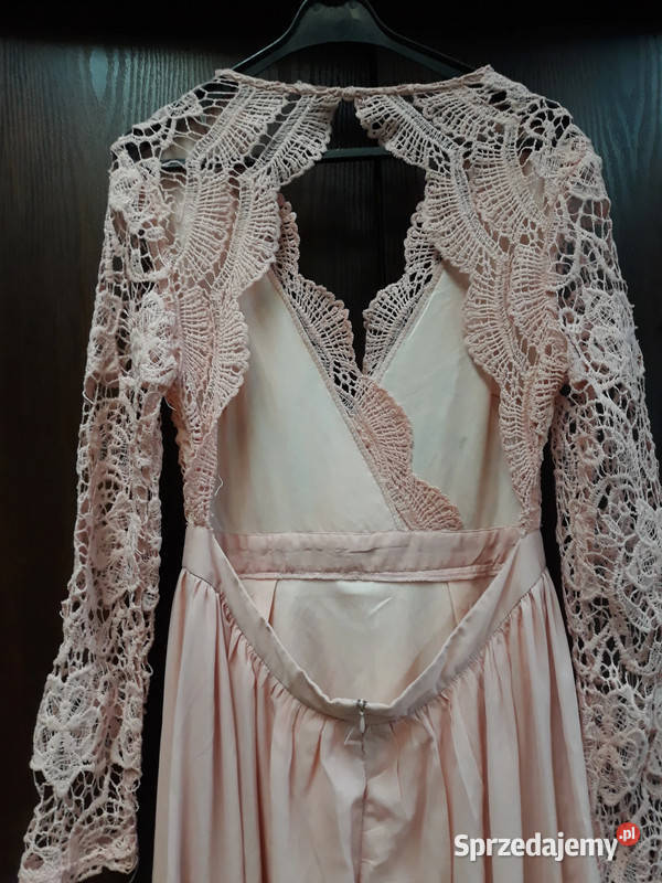 Sukienka długa jasnoróżowa szyfonowa wieczorowa Sosnowiec