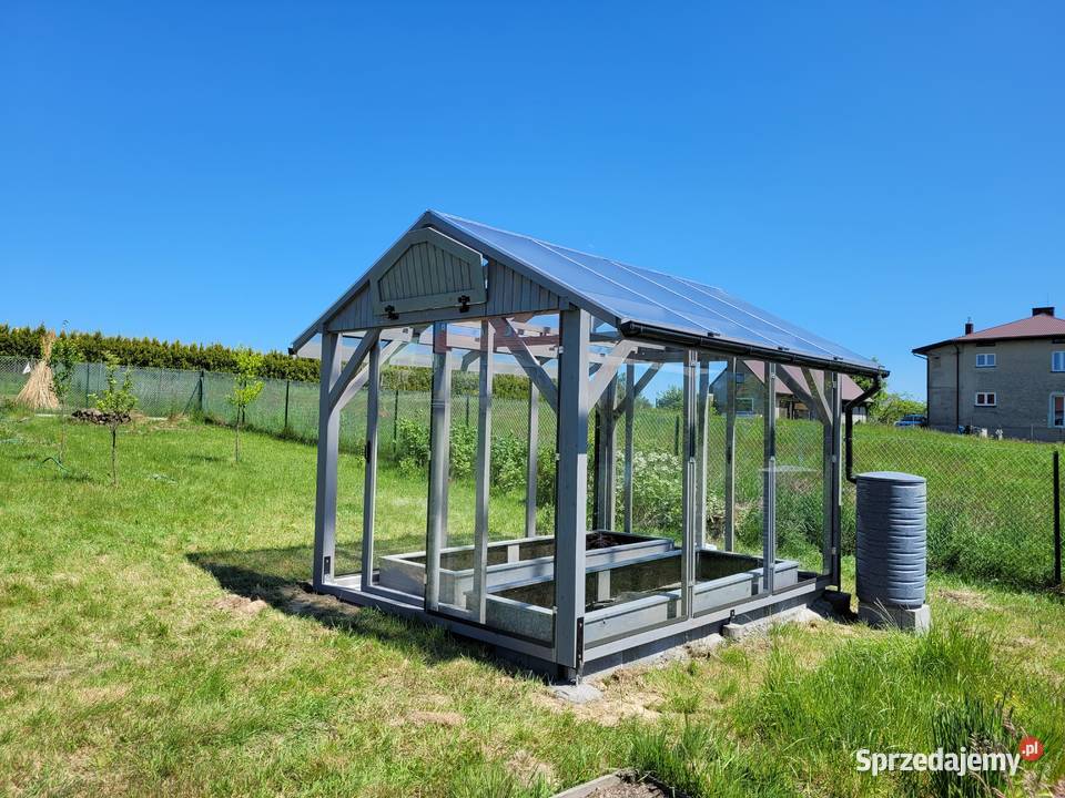Szklarnia ekologiczna drewniana szkło hartowane Ligota