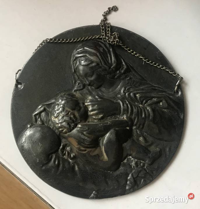 Ryngraf proporczyk cynowy Matka Boska Karmiąca Piotrków Trybunalski