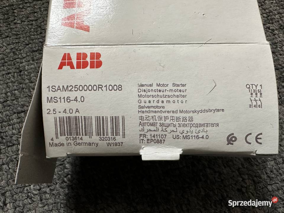 Wyłącznik silnikowy MS11640 2540A ABB