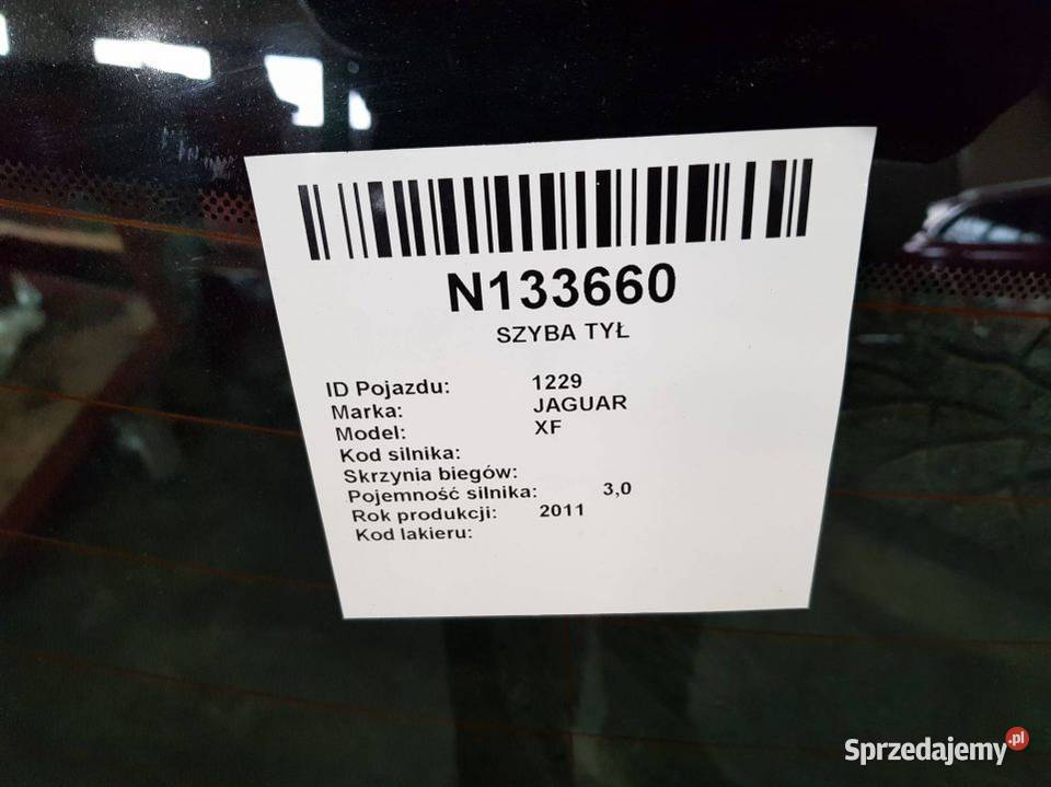 SZYBA TYŁ JAGUAR XF 2011R 30 Lipno
