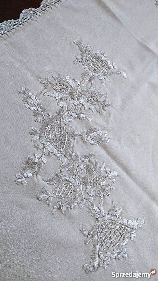 Beżowa serweta perłowy haft 90x90 obrus koronka beżowy Dom i Ogród Radom