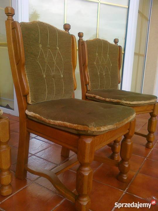 Krzesło dębowe fotel masywne drewniane tron Stoły, krzesła, biurka Dom i Ogród