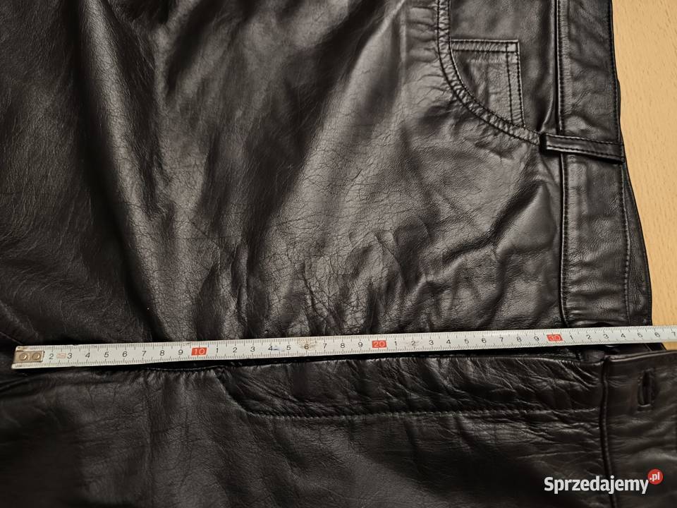 Skórzane męskie spodnie skóra z dawnych lat pas Radomsko
