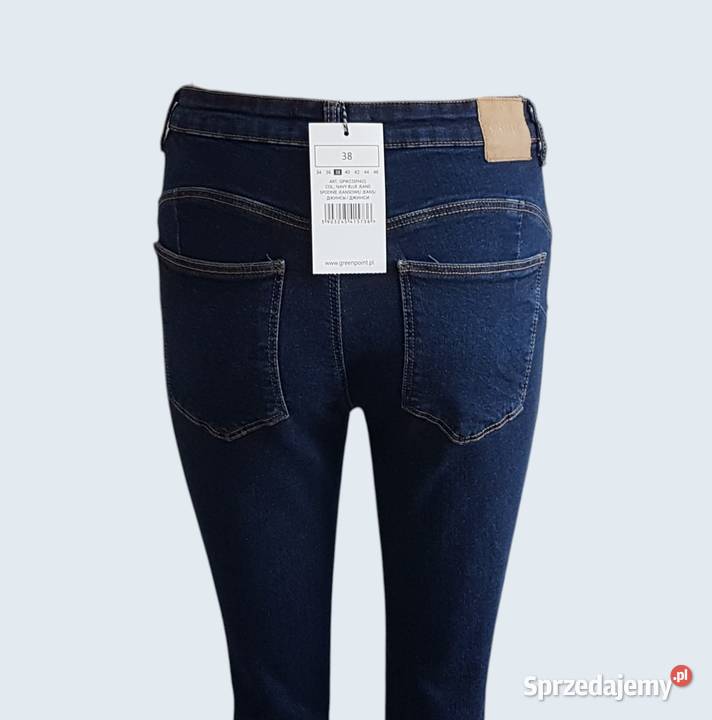 Damskie granatowe bawełniane spodnie rurki Spodnie Chrzanów