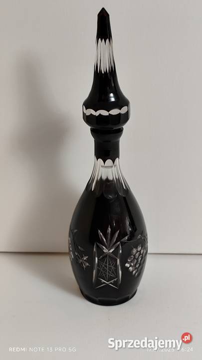 Karafka Kryształowa Rubinowa Pięknie Szlifowana