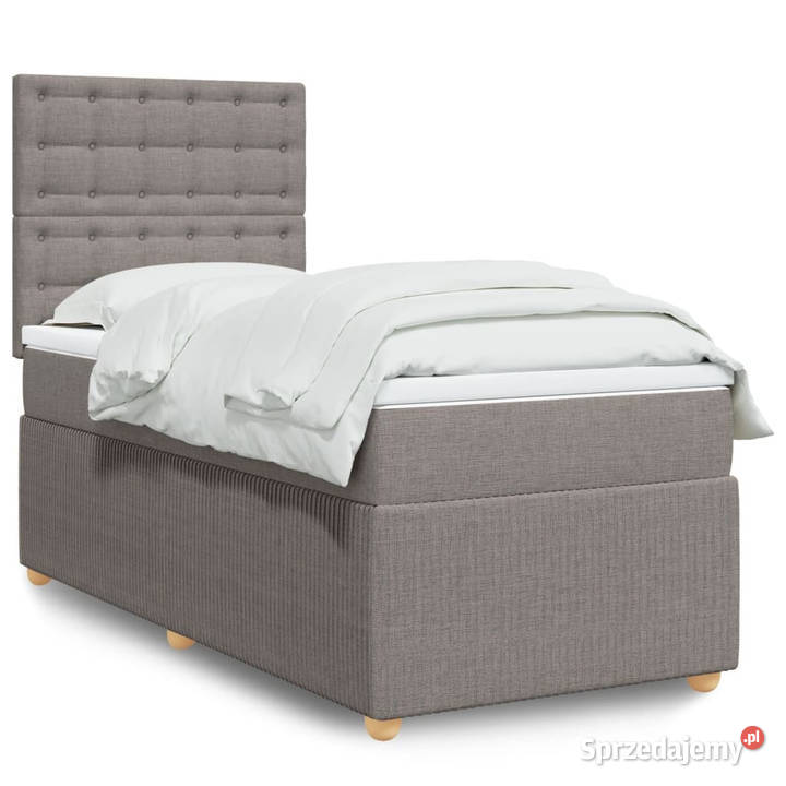 Łóżko kontynentalne z materacem taupe tkanina 100cm mazowieckie