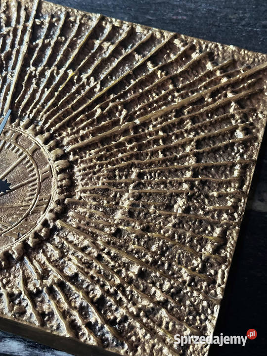 Zegar mosiężny ścienny SUNBURST rzeźbiony odlew Zielona Góra