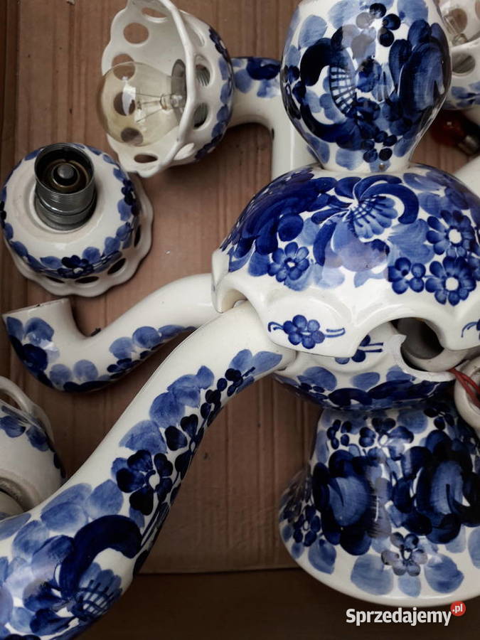 Żyrandol ceramiczny vintage rustico sygnowany 12 Warszawa