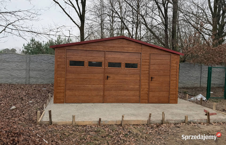 Dwuspadowy Garaż Blaszany 55m drewnopodobny w