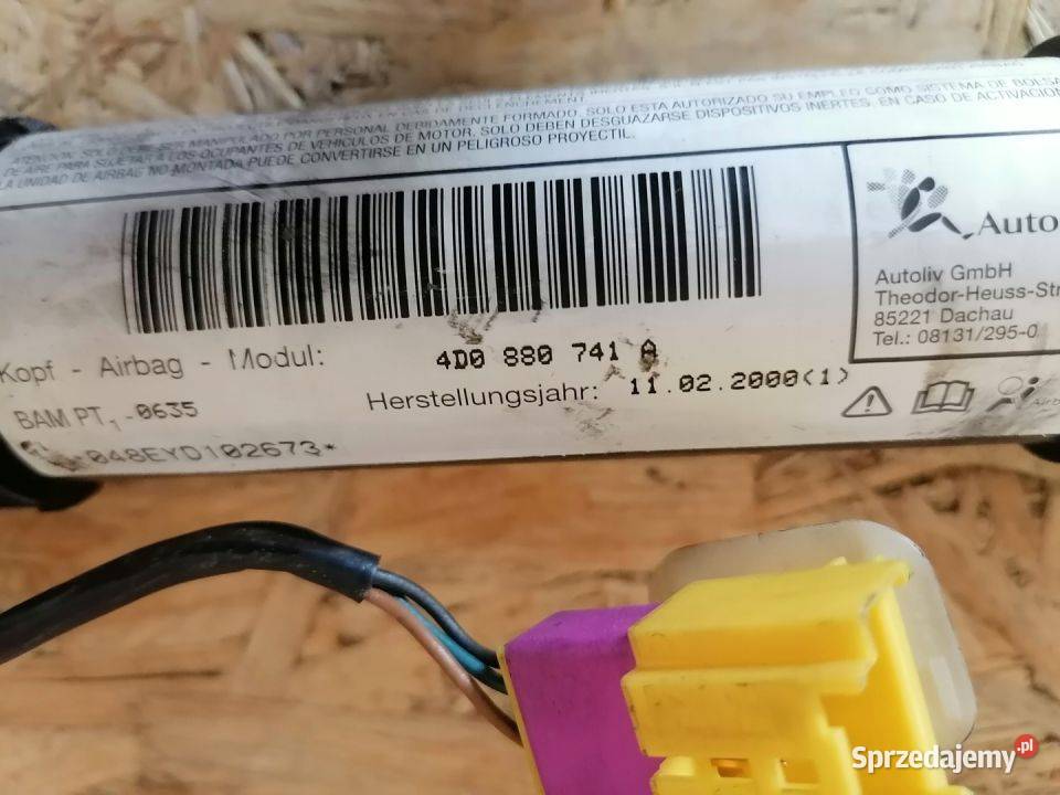 Kurtyna Airbag Lewy Audi A8 D2 Lift 4D0880741A osobowe Pleszew