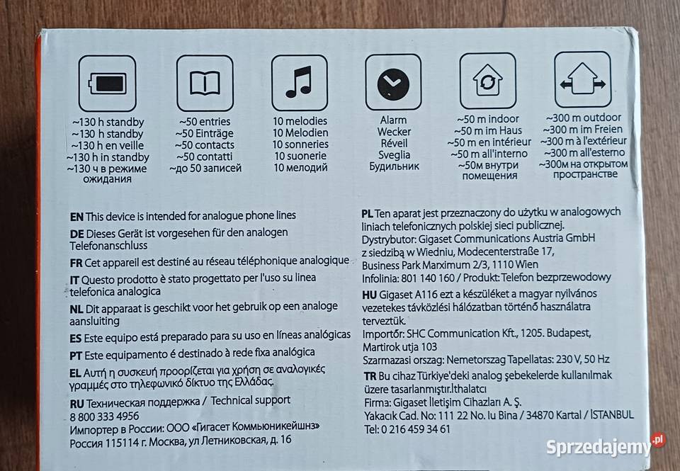 Telefon bezprzewodowy Gigaset model A116 Nądnia sprzedam