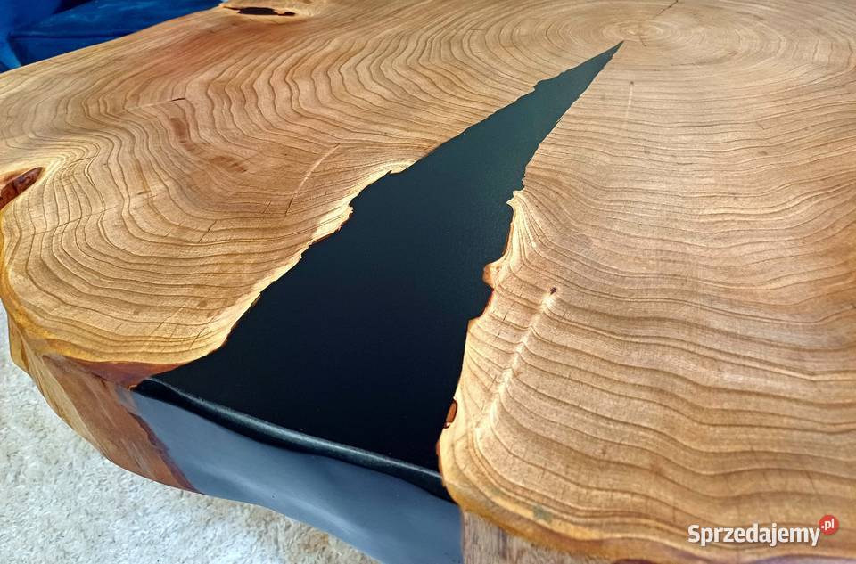 Stolik kawowy 100x86 PIĘKNY OKAZ LIVE EDGE WIĄZ