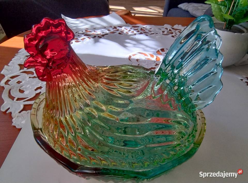 Duża kura z kolorowego szkła sprzedam
