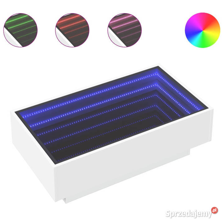 Stolik kawowy z LED biały 90x50x30 materiał Warszawa sprzedam