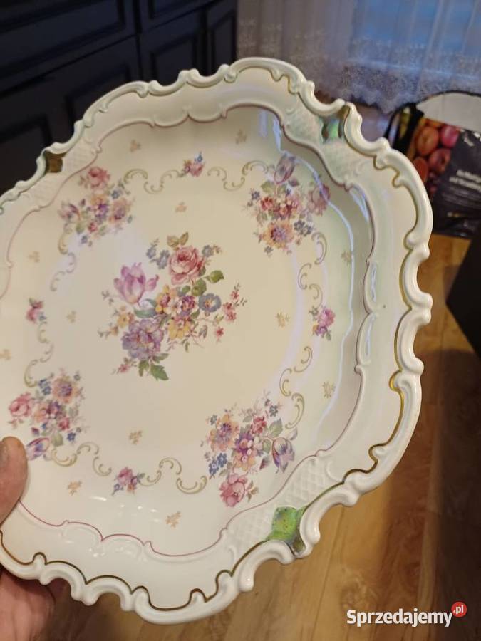 Wielka patera sygnowana Reinchenbach Porcelana i szkło Lubań