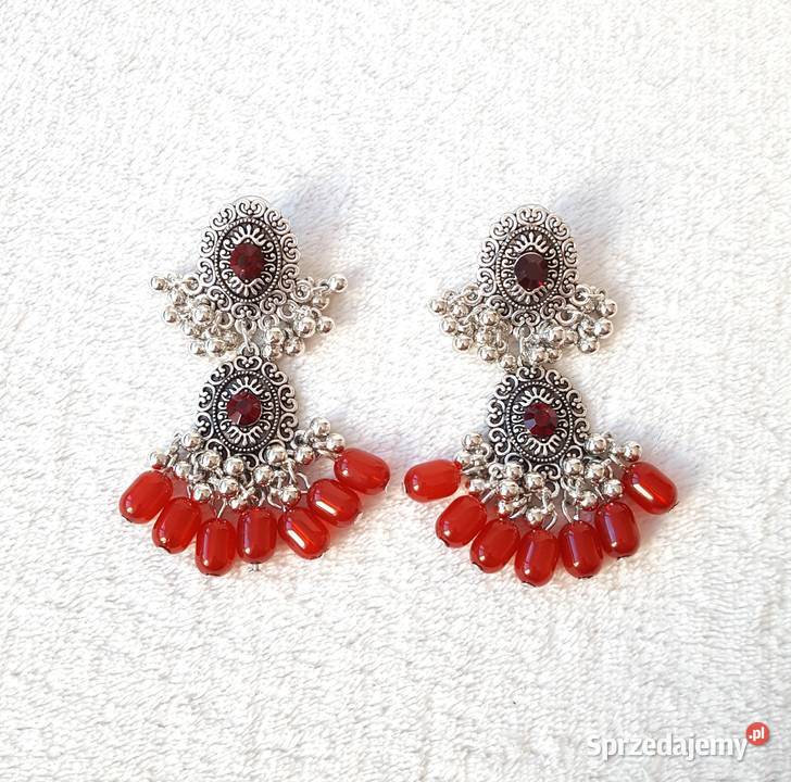 Długie kolczyki orientalne retro srebrny kolor Szczecin