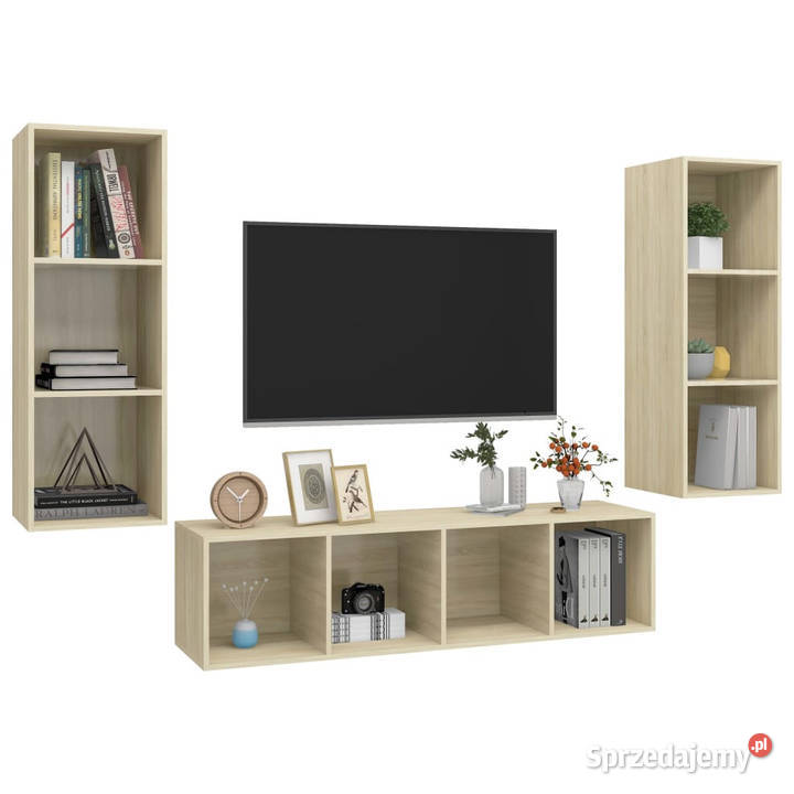 3cz zestaw szafek TV dąb sonoma materiał