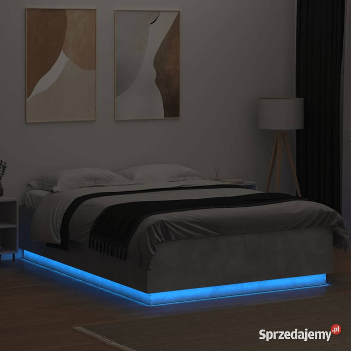 Rama łóżka z LED szarość betonu 150x200 mazowieckie Warszawa