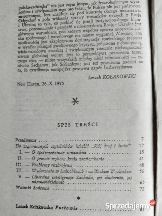 Mój kraj i świat Andriej Sacharow Rok wydania 1975 Pozostałe Gdynia