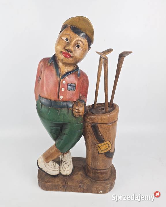 Vintage golfista rzeźba wykonana ręcznie z Bronisze