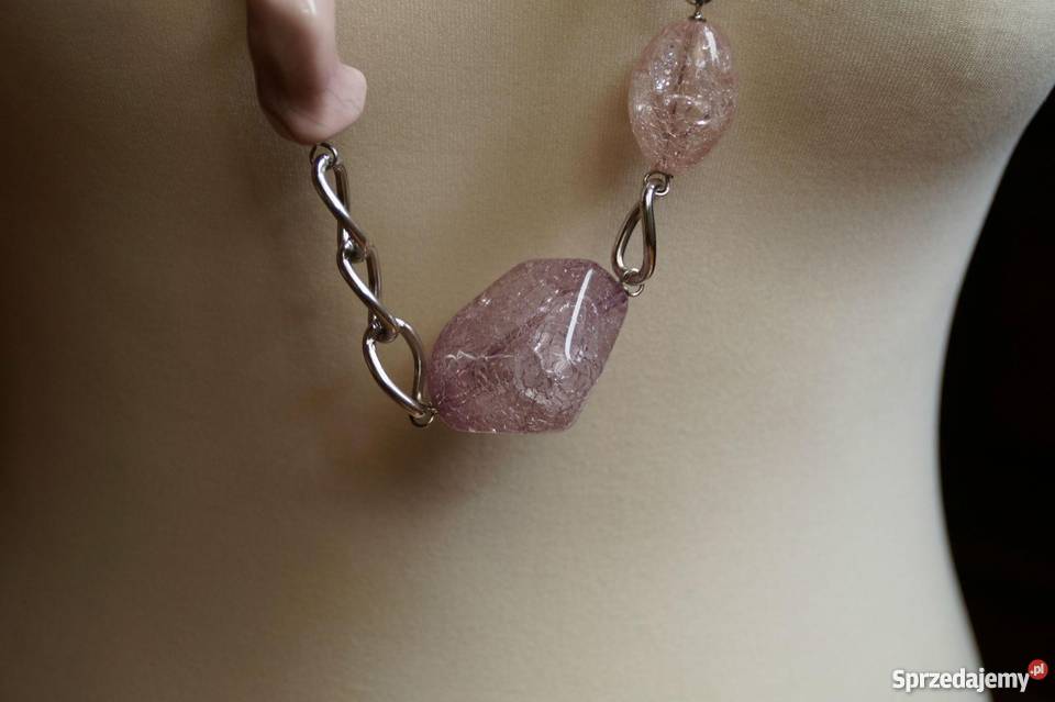 HEXELINE naszyjnik korale kamienie akryl pudrowy Toruń