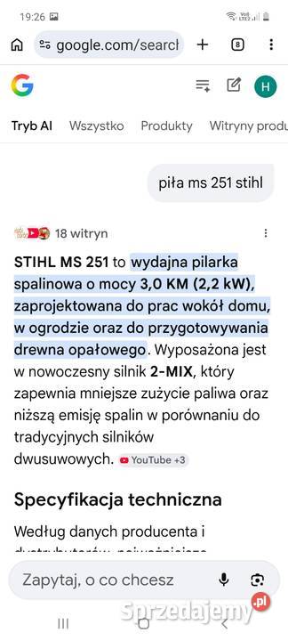 Spredam piłe MS 251 880 286 461 Głogów
