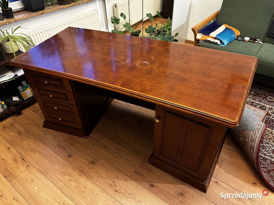 Piękne biurko kancelaryjne dyrektorskie orzech